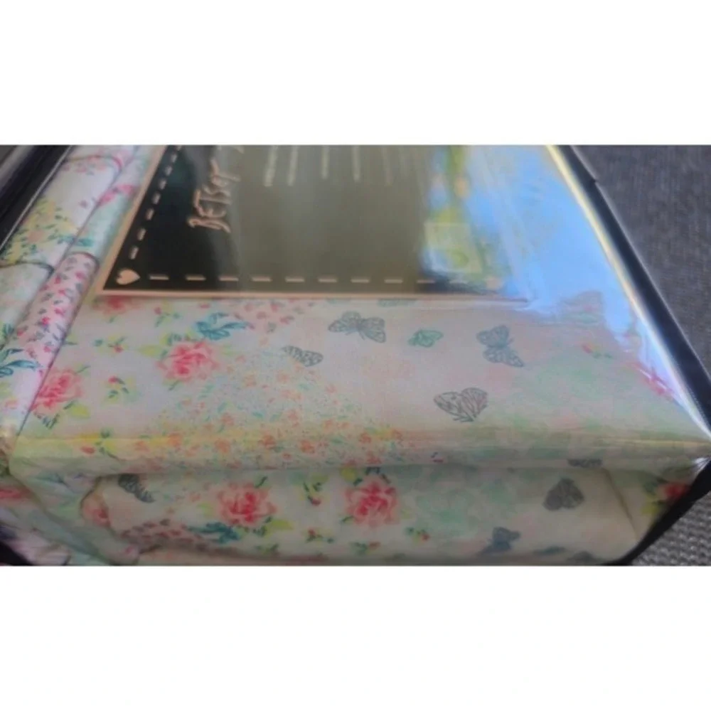 Betsey Johnson Queen Sheet Set 6 Piece Mermaid Patchwork Blue Floral Butterflies